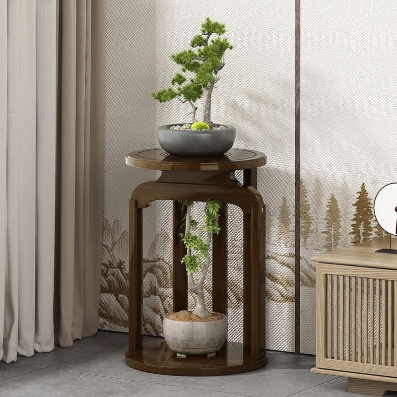 [Várias cores.Prateleira de flores de bambu simples varanda vaso de flores armazenamento interior sala de estar estilo c