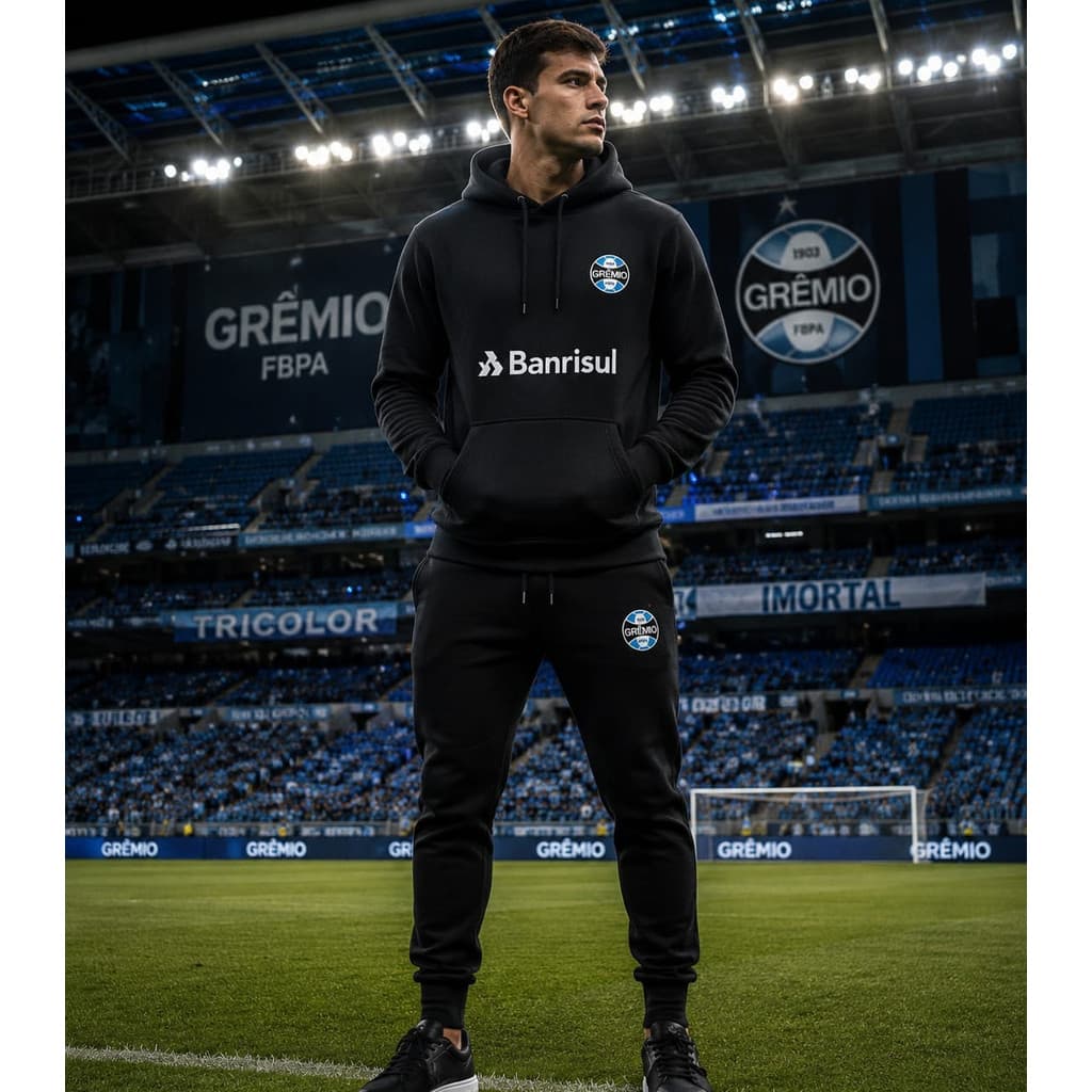 Conjunto Moletom Flanelada Futebool Time Gremio Varias E Modelo Cores Blusa+Calça Alta Qualidade