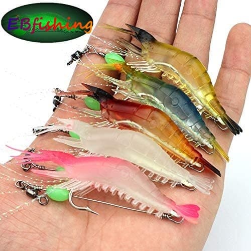 1 Peça Isca De Camarão Luminosa De Pesca Macia Com Contas Giratórias De Gancho Artificial Brilho De Silicone Equipamento