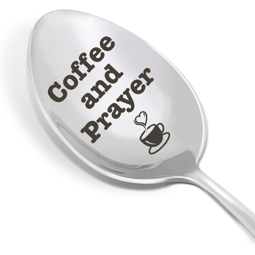 Colher de Aço Inoxidável Gravada para Amantes de Café, Presente Religioso de Aniversário e Natal para Mulheres e Homens