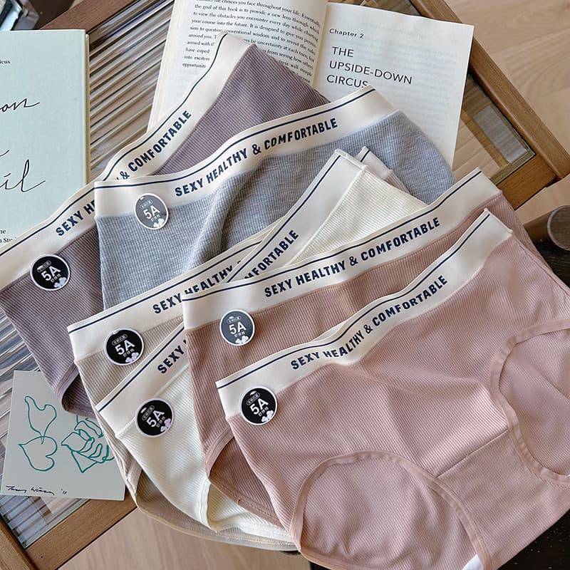 Senhoras roupa interior confortável algodão elástico 100% algodão virilha antibacteriano meados de cintura triângulo jap