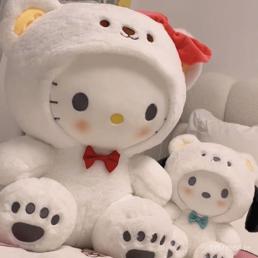 Pelúcias Hello Kitty Sanrio, Canela, Kuromi, Pochacco, Melody, Boneca Cosplay, Brinquedos Fofos para Meninas e Casais