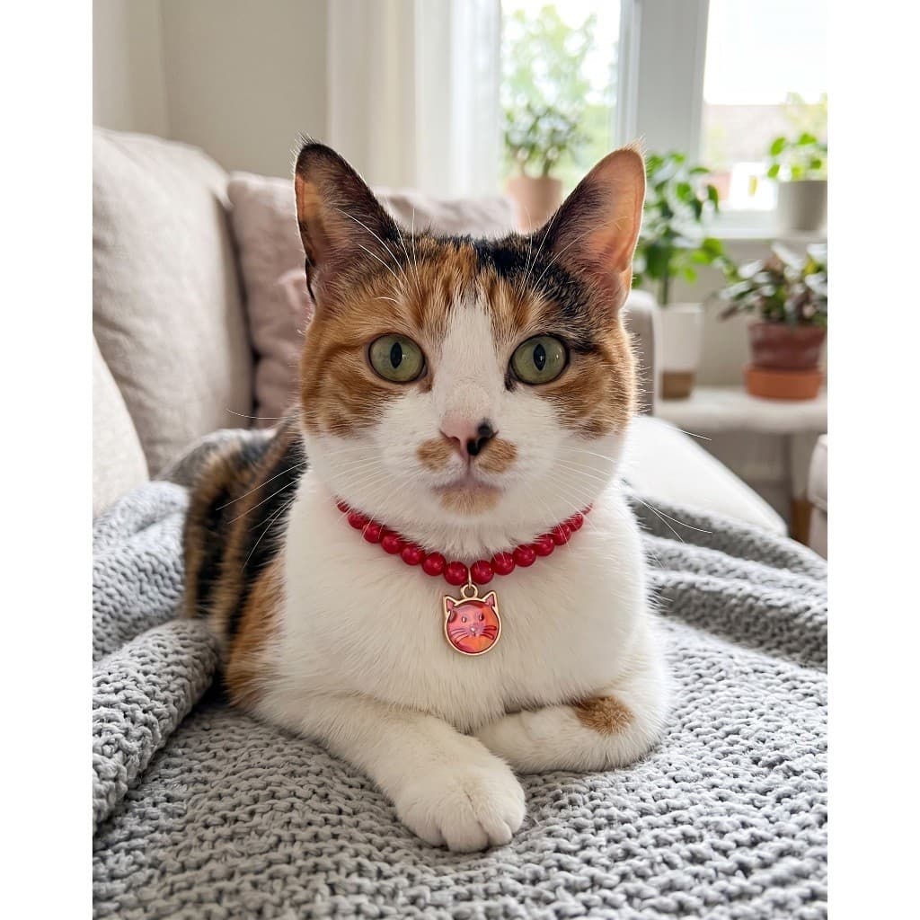 Colar Pet Luxo Pérolas Com Pingente para Gato Ajustável
