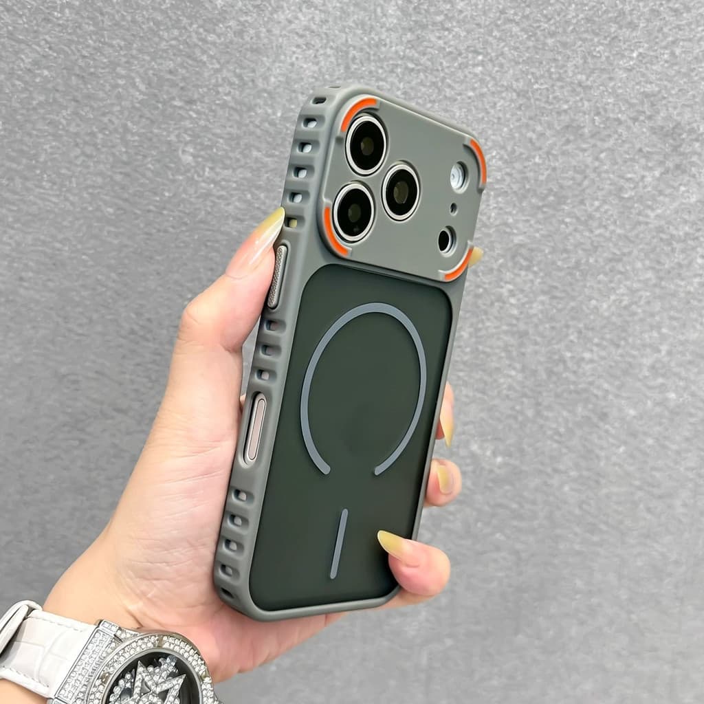 Armadura De Luxo Buraco De Dissipação De Calor Magnético Caso De Telefone Para iPhone 11 12 13 14 15 16 17 Pro Max Ar À