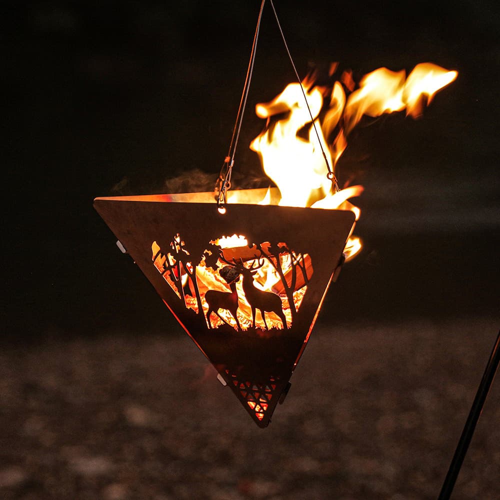 Ao ar livre Triangular fogueira fogão churrasco cabide de aço inoxidável acampamento fogueira cabide piquenique fogão a