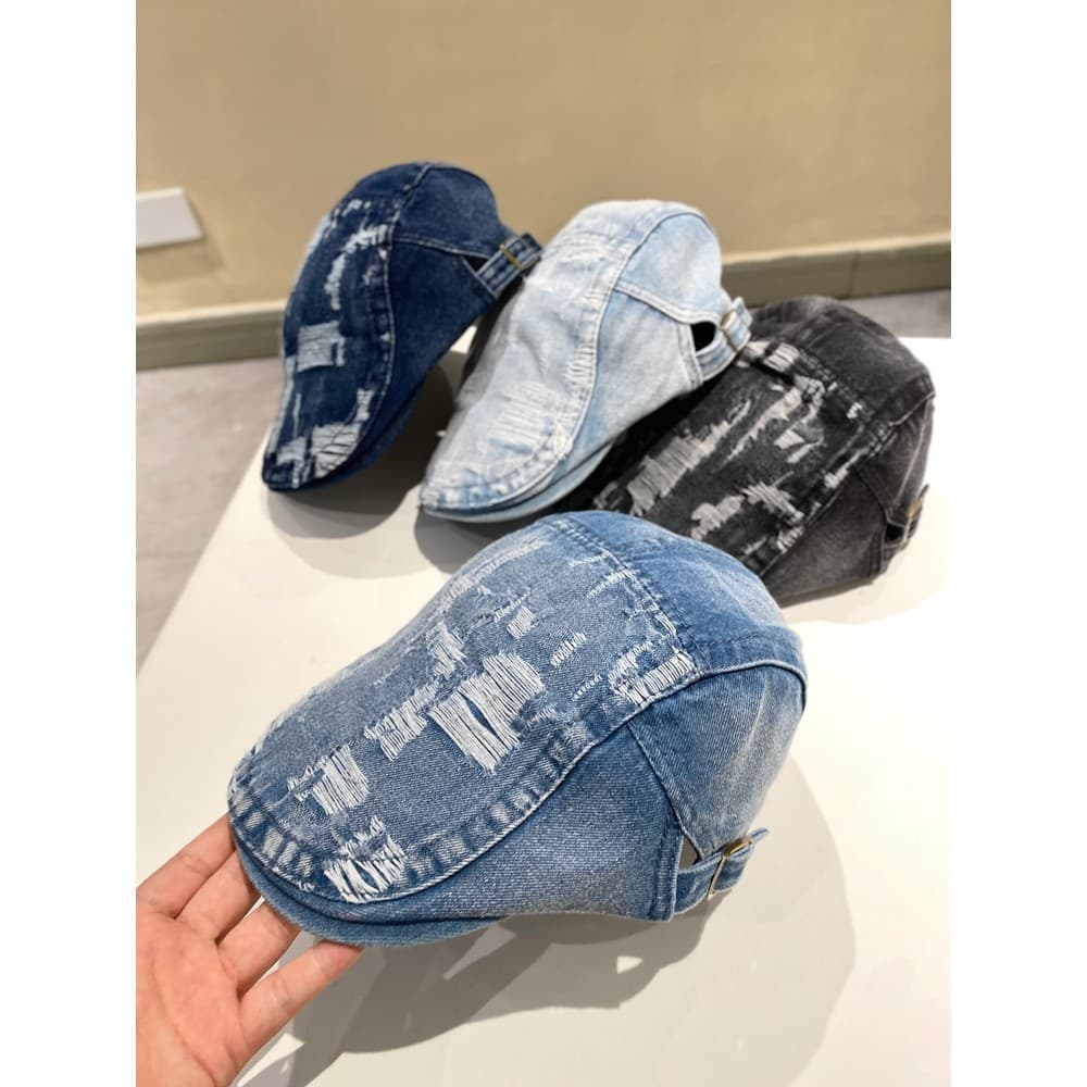 Primavera verão Casual moda boina versão coreana na moda boné de pico literário juventude frente chapéu buraco pintor ch