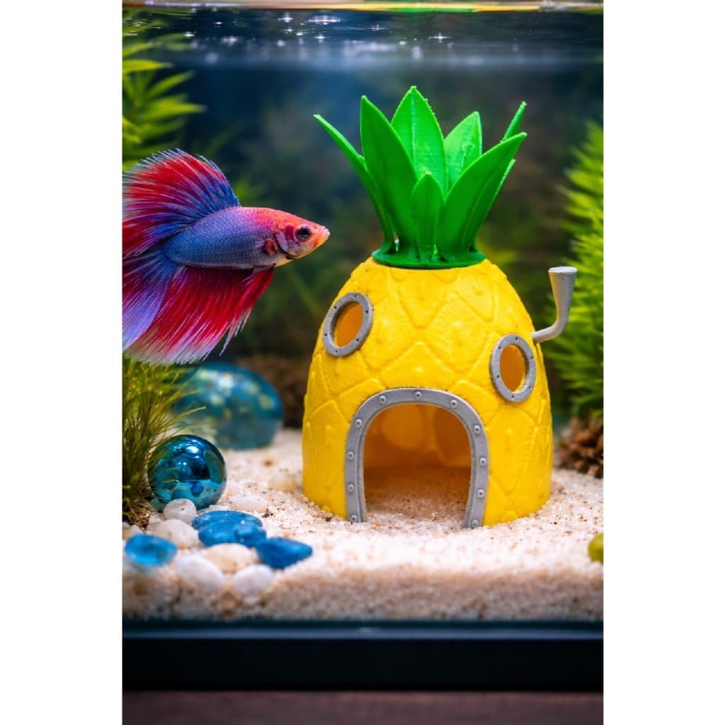 Casa do Bob Esponja Decoração Aquário Mini  – Ideal Aquario Betta - Aquario Pequeno