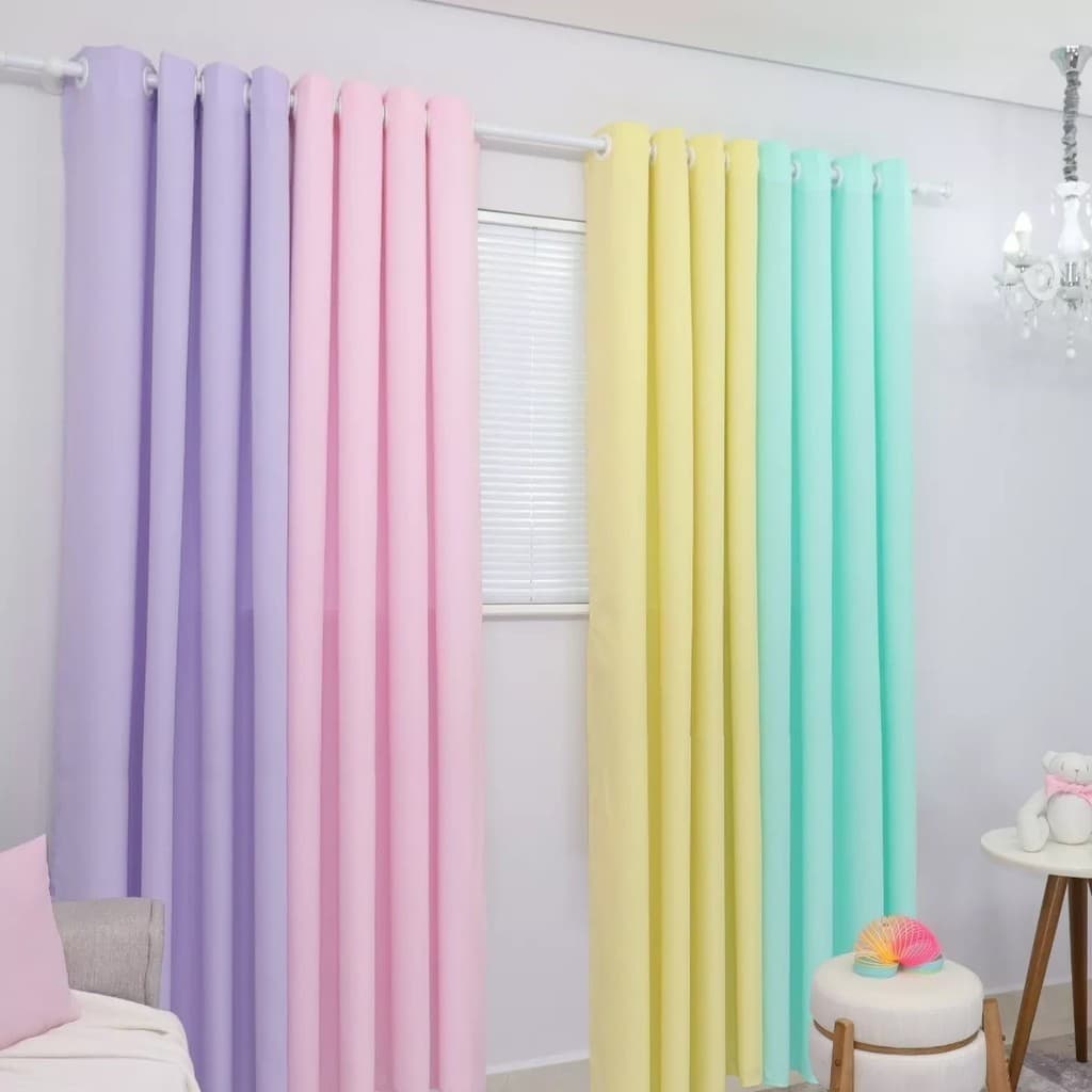 Cortina Colorida Oxford Arco-íris 600x250 Sala/Quarto Para Varão | Fabritex