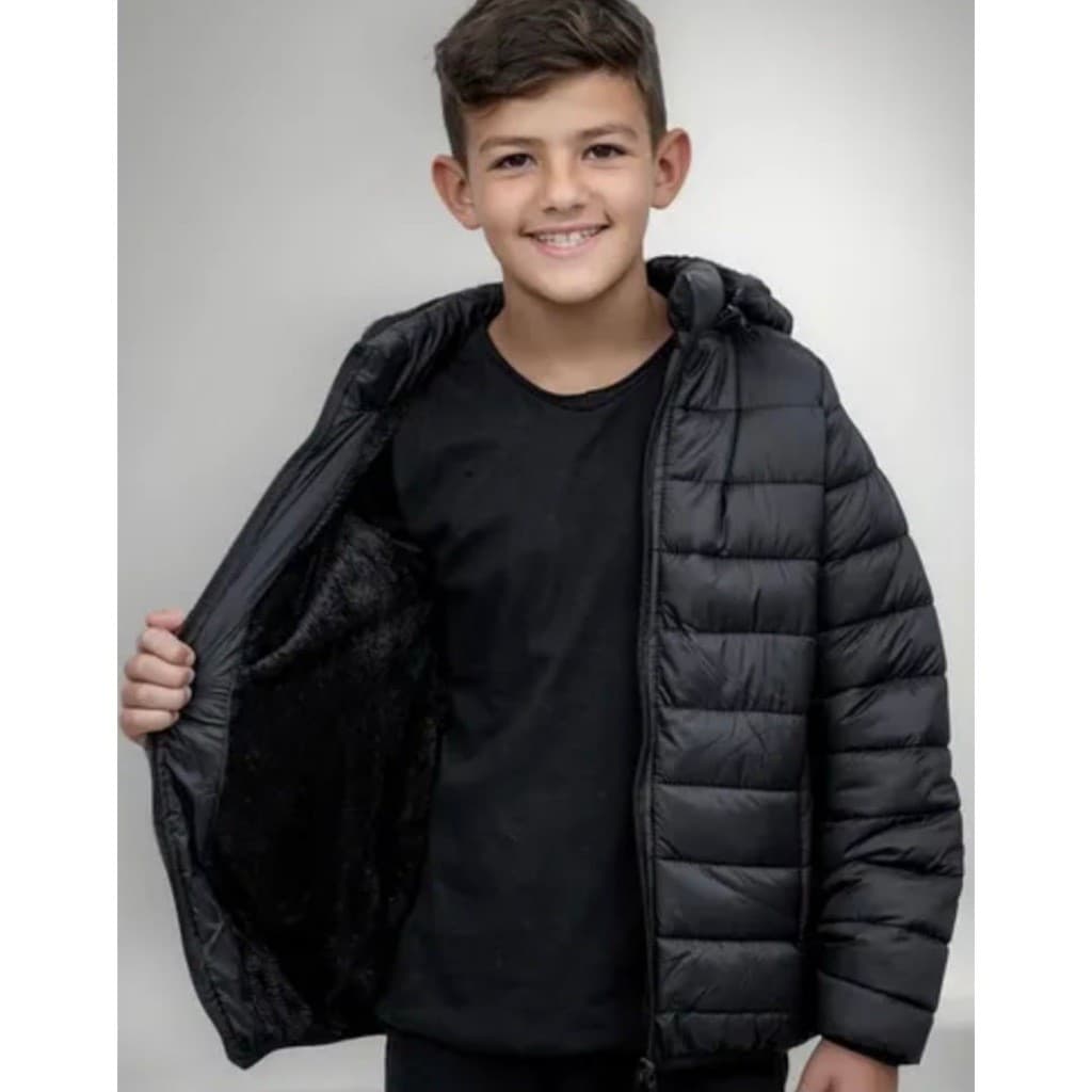 Jaqueta Puffer Juvenil Infantil Peluciada Premium Unissex Ideal para Dias Frios