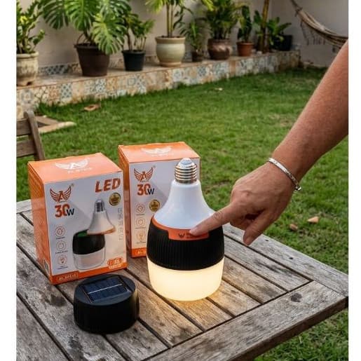 Lampada Emergência Led 30W Com Bateria recarregável Com Bocal Inteligente