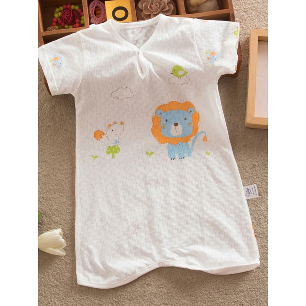 Verão 1-2-3 anos de idade bebê puro algodão meia manga camisola masculino feminino bebê fino de manga curta camisola cri
