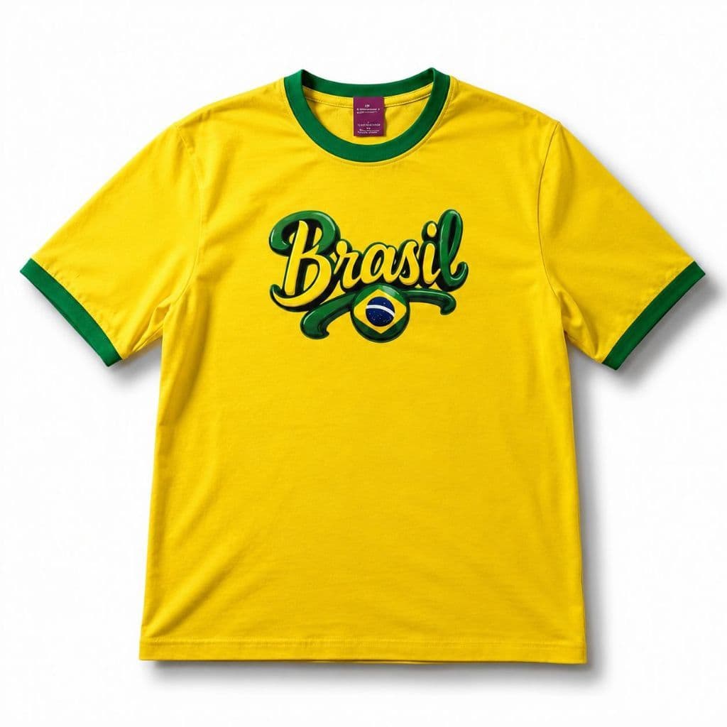 Camiseta Brasil Amarela 100% Algodão Masculina Casual Confortável Estilosa Premium Torcedor Moda