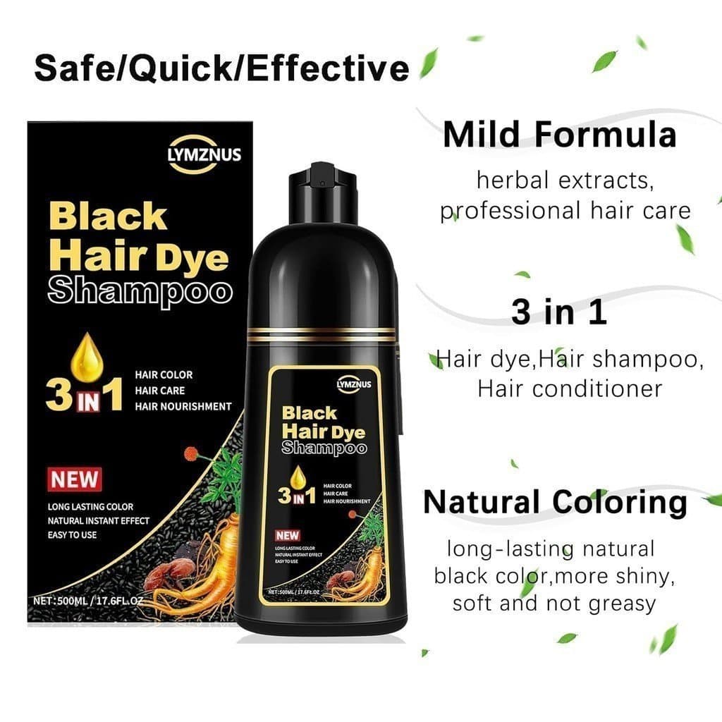 500ml 3 Em 1 Shampoo De Tintura De Cabelo Preto Natural Cobertura Instantânea De Cabelos Grisalhos