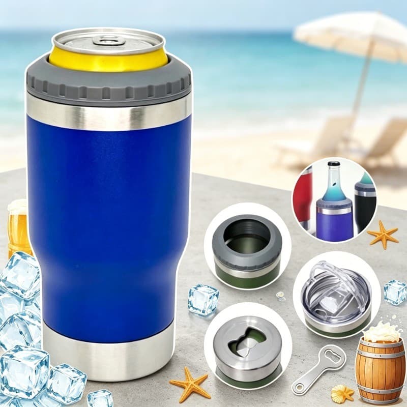 Copo Térmico Aço Inox Porta Bebida Latinha Conserva Gelado Drink isolada  2Tampa420 ml