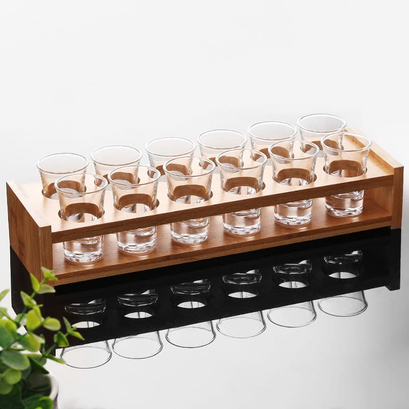 Bala vidro espírito vidro Winton suporte de copo de vidro conjunto bambu pequeno espírito vidro vinho branco um Sip supo