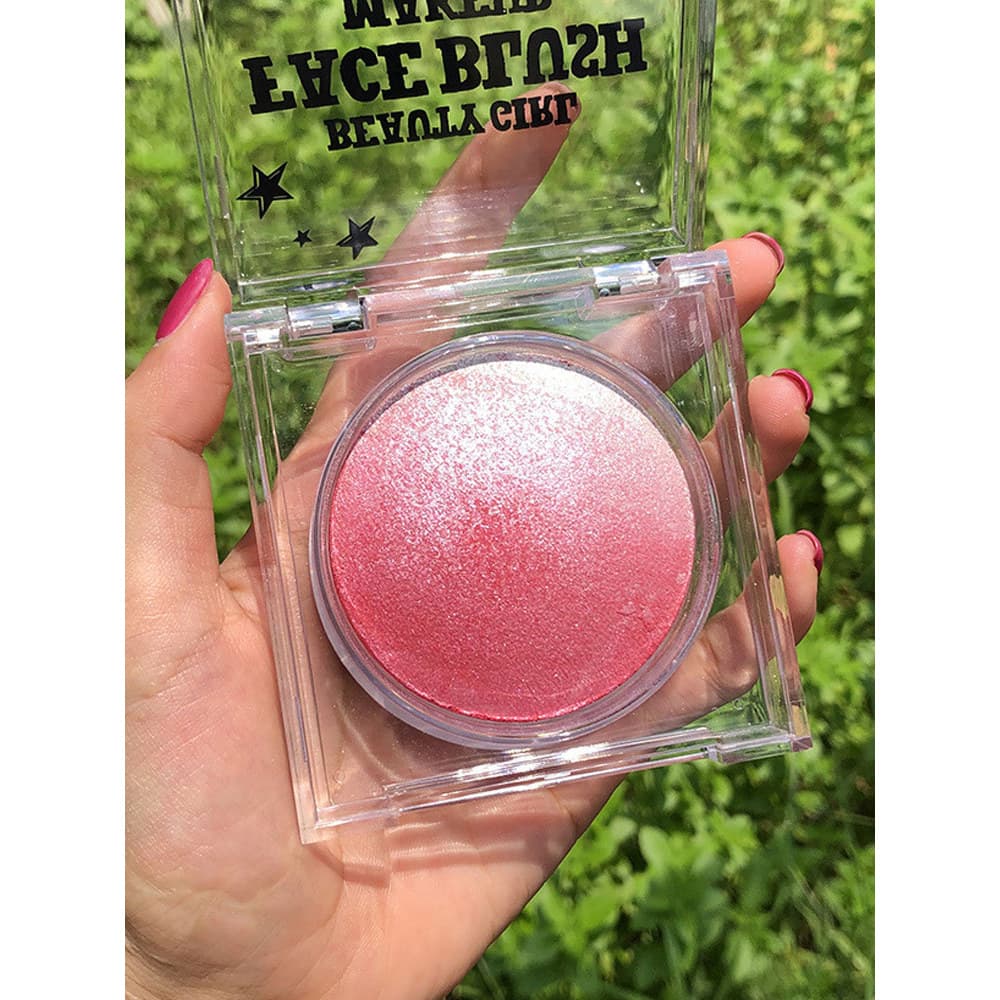 Gradiente Blush Pó Maquiagem Fixação Genuína Nu Maquiagem Natural Contorno Sombra Alto Brilho Três em Um Seco ao Sol Ver