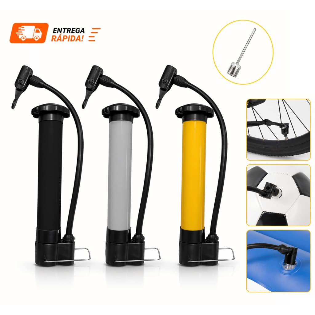Bomba De Ar Vertical Encher Pneu Bike Bicicleta Boia Balão 25cm Pequena BomBinha