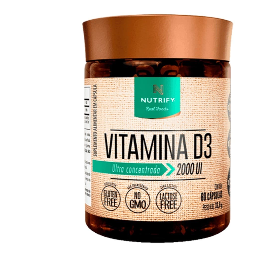 VITAMINA D3 EM 60 CAPSÚLAS ULTRACONCENTRADO 2000UI - NUTRIFY - Fortalece Ossos Imunidade Saúde Muscular Absorção Cálcio