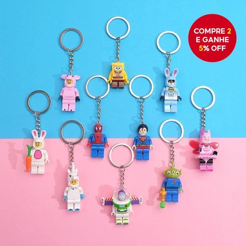 1PCS Blocos de Construção Super Herói PVC Figura do Spiderman Buzz Lightyear Batman Chaveiro Ornamento Pendente