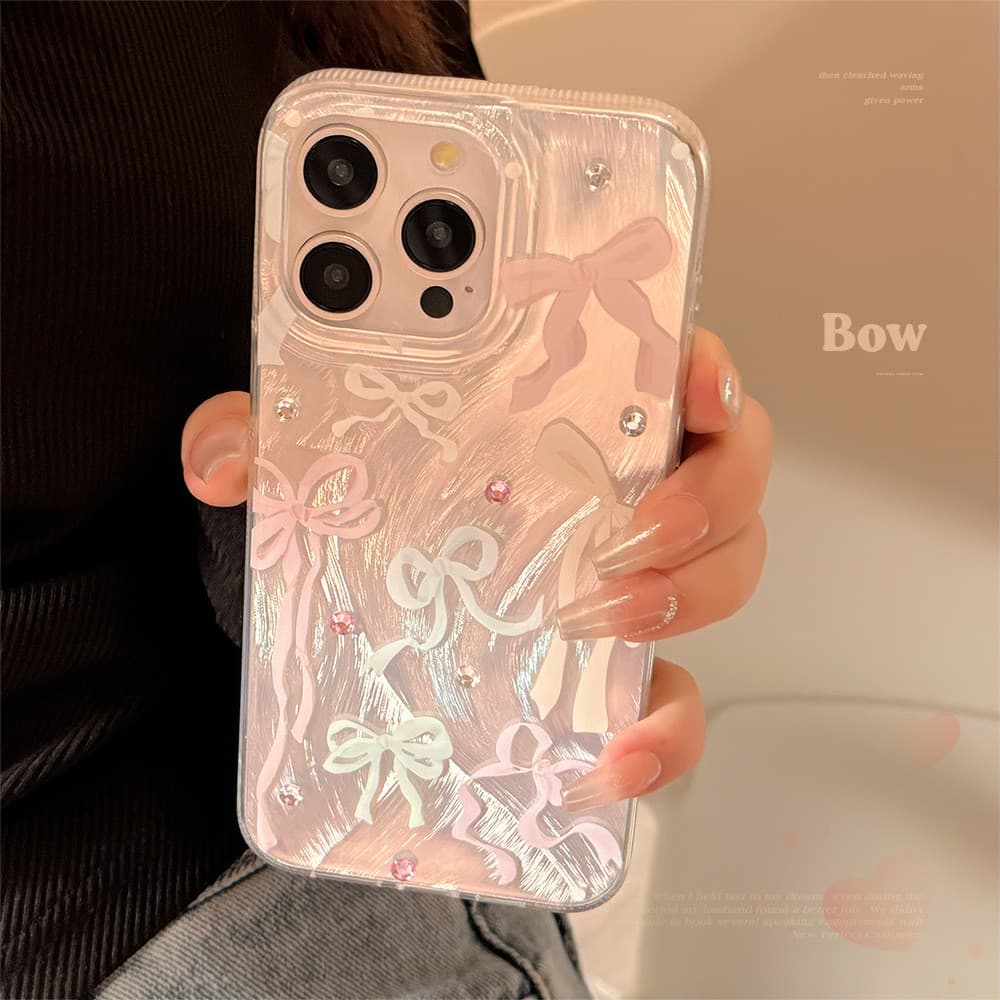 Doce menina ins Bowknot Apple 17pro max caso de telefone 14 adequado para iphone16 fio de pena 1112 coreia