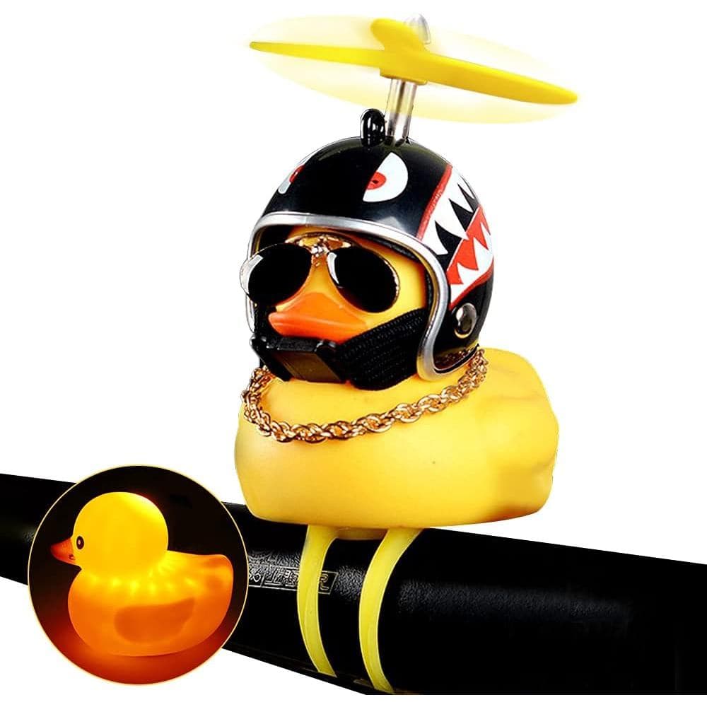 Pato de Borracha Wonuu para Decoração de Carro, Pato Amarelo para Painel de Carro, Pato Apertável com Buzina de Biciclet