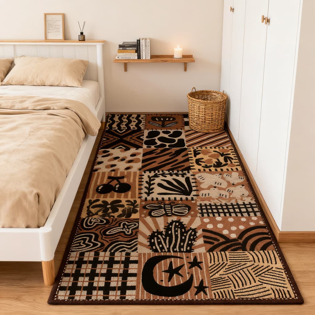 Estilo Medieval quarto tapete cobertor de cabeceira Bay janela varanda estilo Mori Retro flor Log doméstico antiderrapan