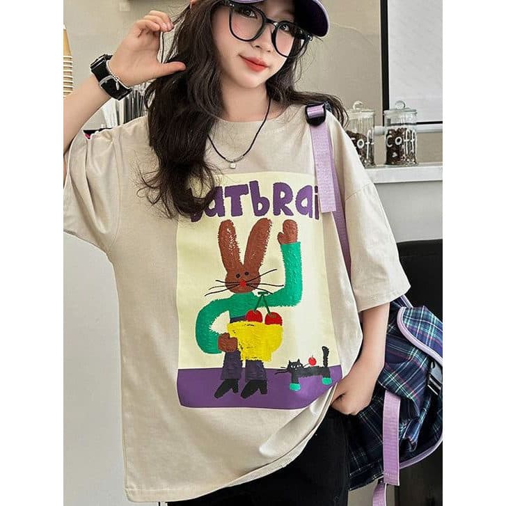 Camiseta de manga curta para meninas de algodão puro 2026 novo estilo médio grande crianças meia manga verão camiseta in