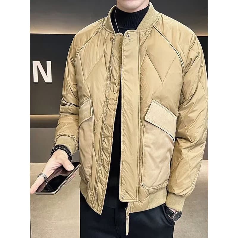 Gola de beisebol leve jaqueta acolchoada de algodão jaqueta de inverno masculina 2025 novo estilo Street Wear em relevo