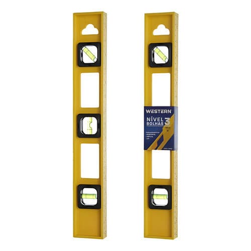 Nível Profissional Amarelo 3 Bolhas 40cm Régua De Prumo