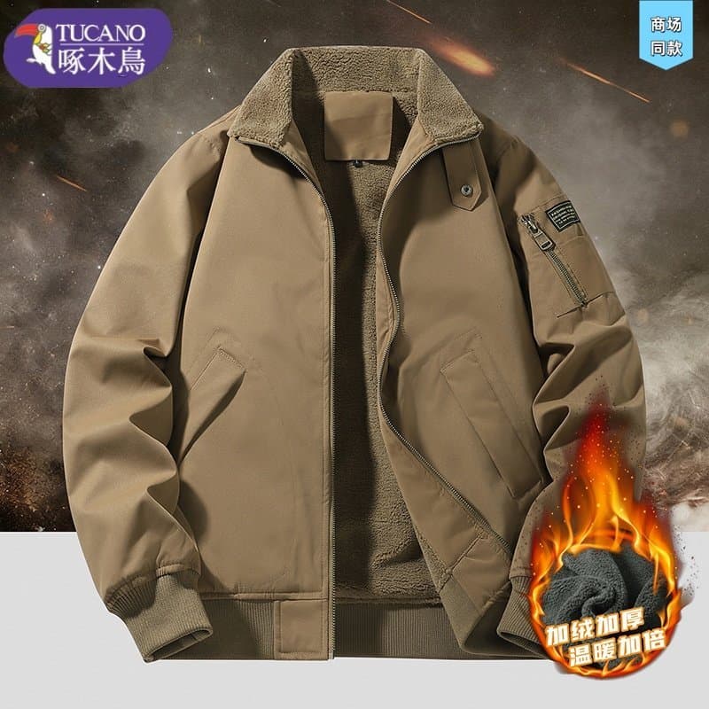 Woodpecker engrossado cordeiro velo tanque jaqueta acolchoada masculina outono inverno quente acolchoado jaqueta acolcho