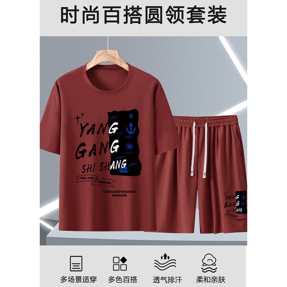 Plus Size gordura na moda estilo fino verão masculino Casual terno solto mais gordura Shorts de manga curta ao ar livre