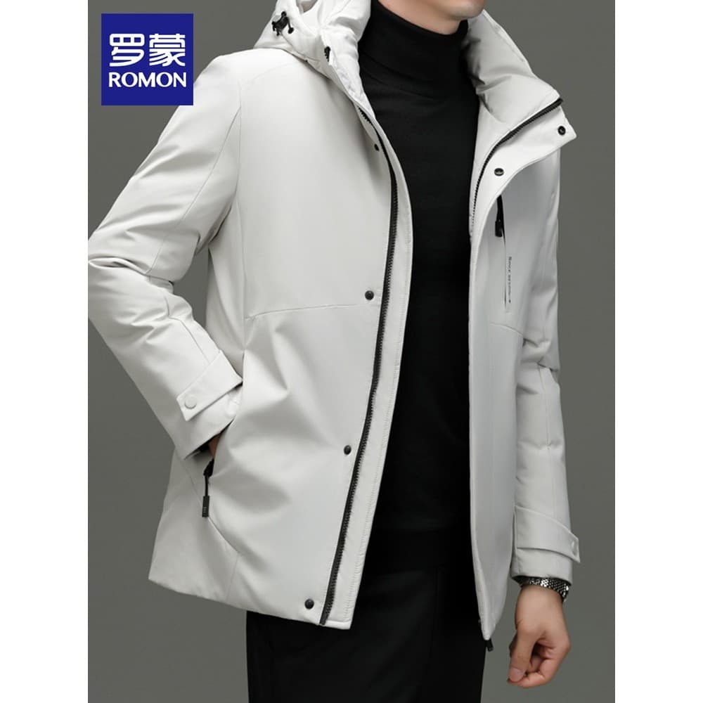 Romon para baixo jaqueta masculina 2026 inverno novo estilo engrossado quente à prova de frio jaqueta de negócios jaquet