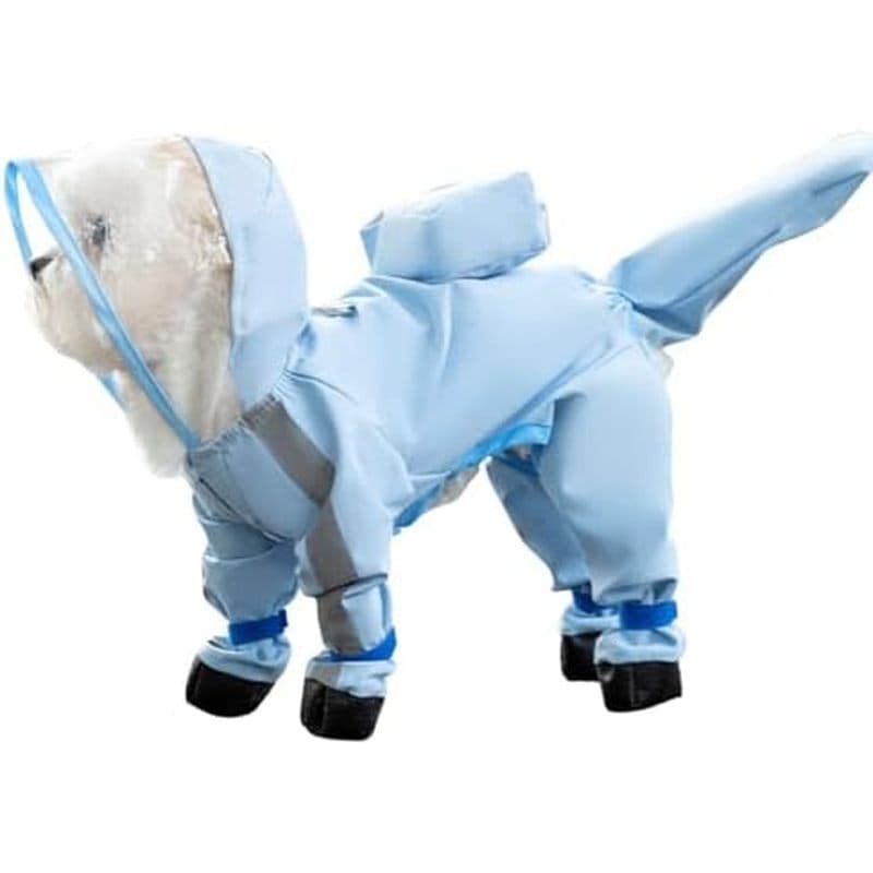 Junchl Capa De Chuva Para Cães Pequenos Botas Com Anel Em D , Cobertura Total Jaqueta Poncho Impermeável , Faixa Reflexi