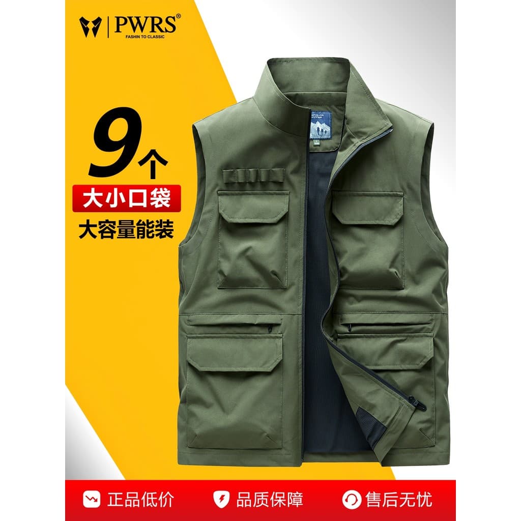 Outono inverno colete masculino 2025 novo estilo ao ar livre Multi-bolso macacão fotografia colete de meia-idade idosos
