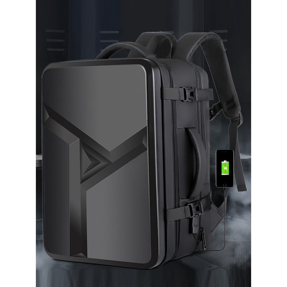 Mochila masculina expansível para computador de negócios, 58cm, casca dura, grande capacidade, viagem de negócios multif