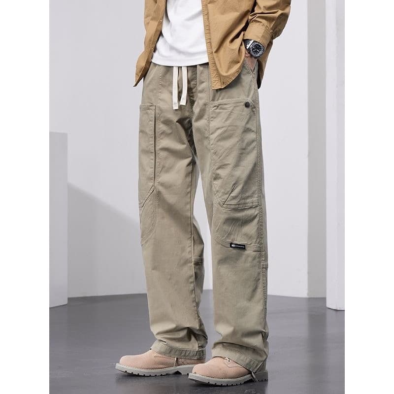 Macacão outono inverno masculino Casual calças compridas calças de rua solto bolsos grandes estilo americano calças reta