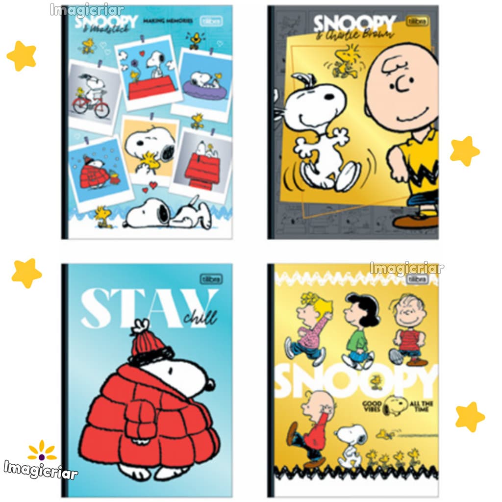Caderno Brochura Colegial Snoopy Tilibra - 80 ou 160 Folhas Especiais | Folhas Decoradas