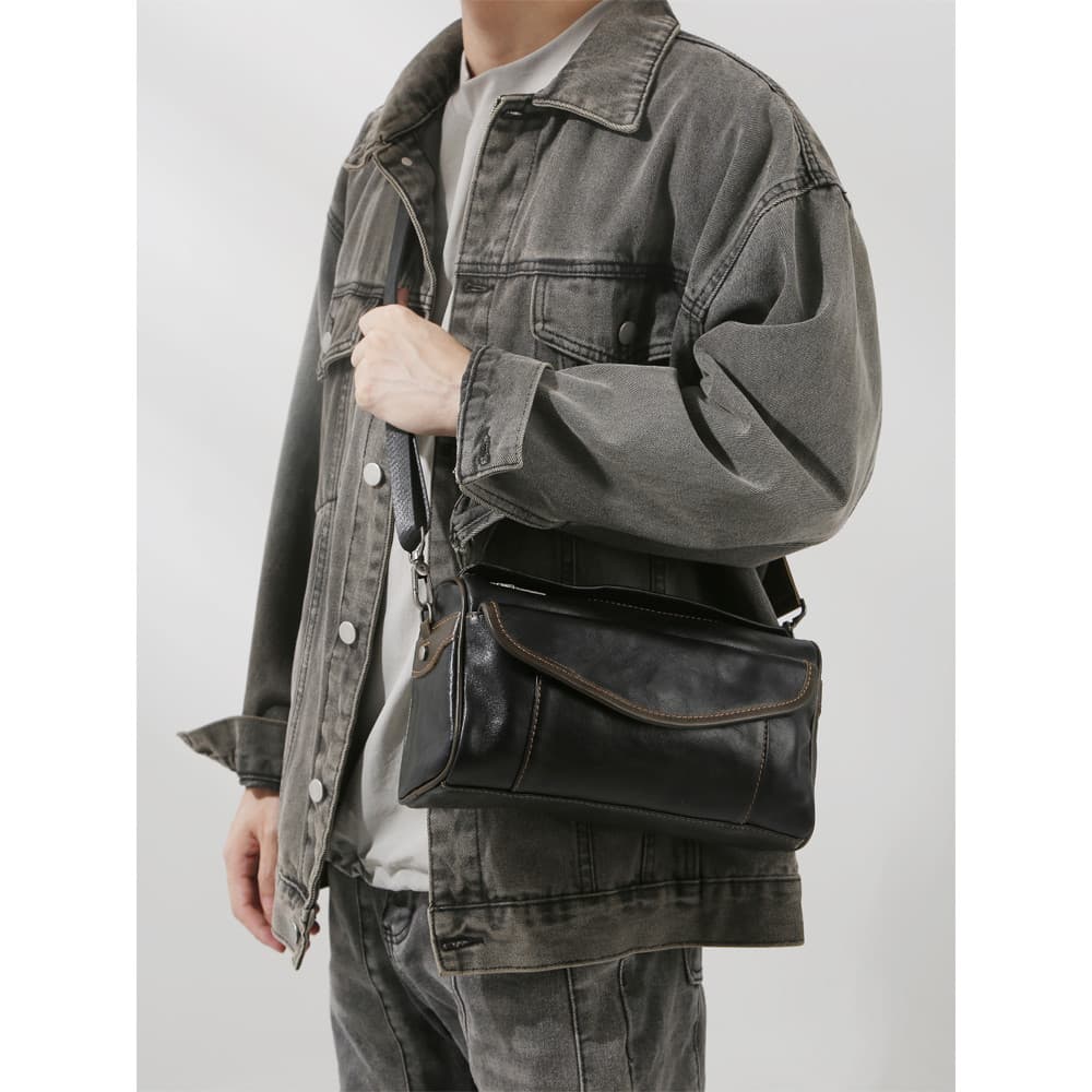 Feito à mão de couro Original masculino de um ombro saco do mensageiro simples nicho vegetal curtido couro Casual na mod