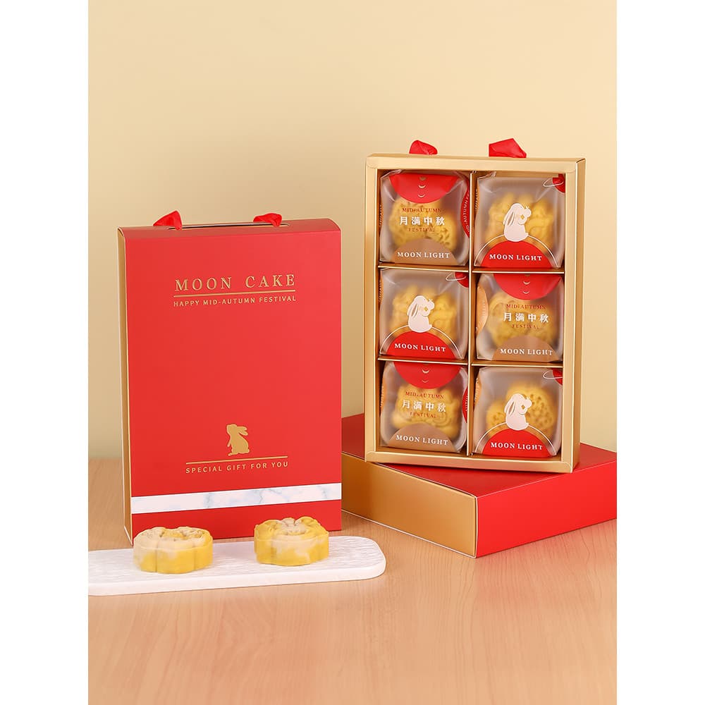 2024 Mooncake caixa de embalagem caixa de presente vermelho portátil Liuxin estilo cantonês gema de ovo caixa de pastela
