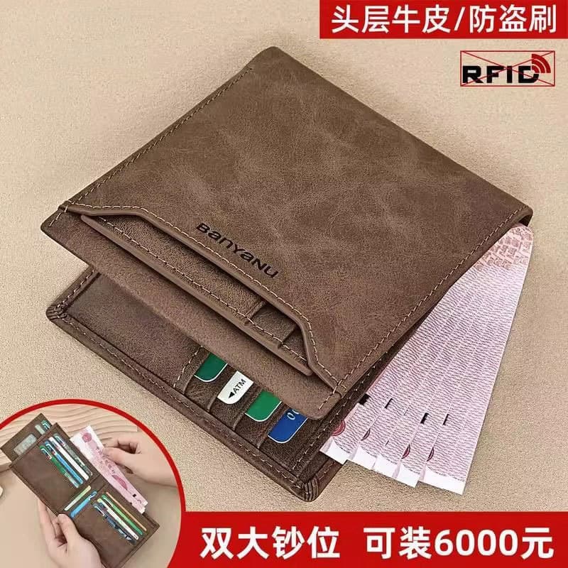 Luz de luxo Retro couro curto carteira masculina Multi-Slot para cartão grande capacidade destacável carteira de motoris