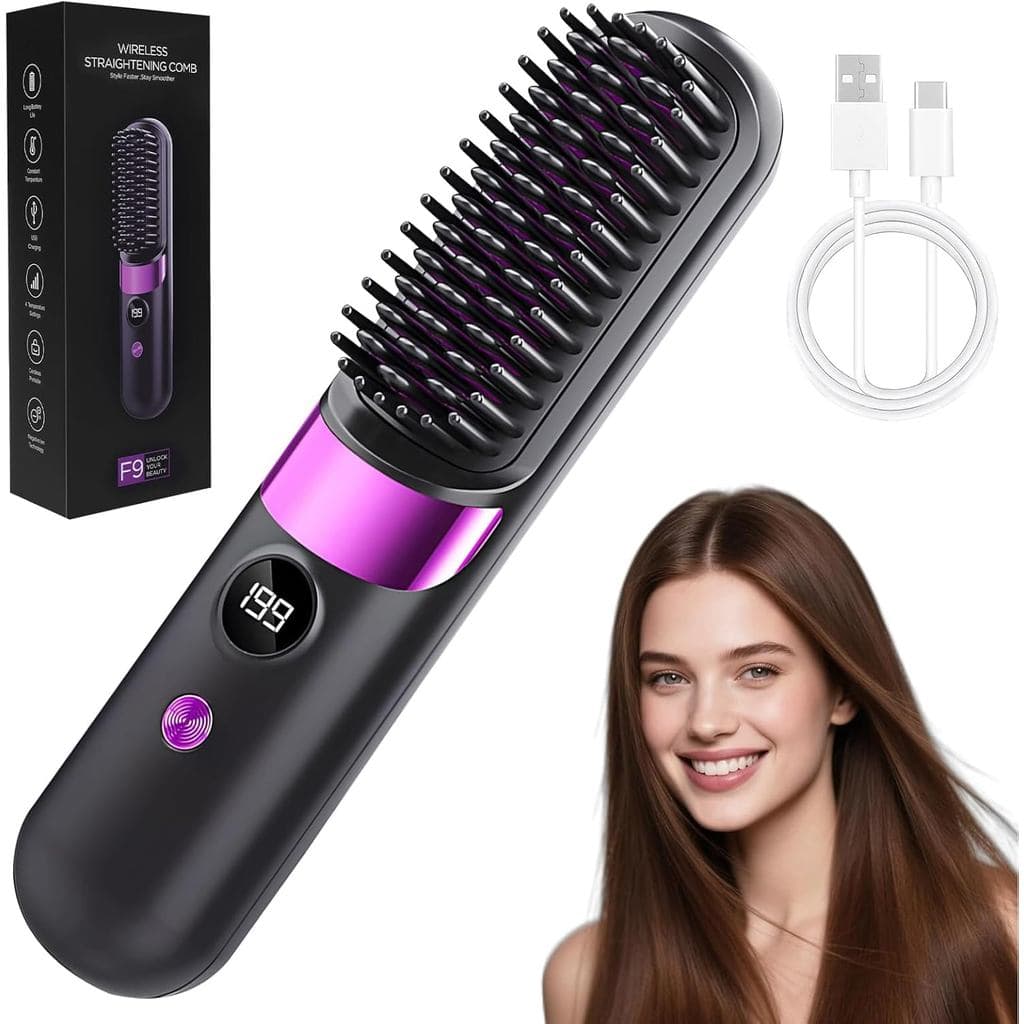 GoBrushPro, uma escova alisadora de cabelo sem fio, é uma escova alisadora aquecida adequada tanto para cabelos curtos q