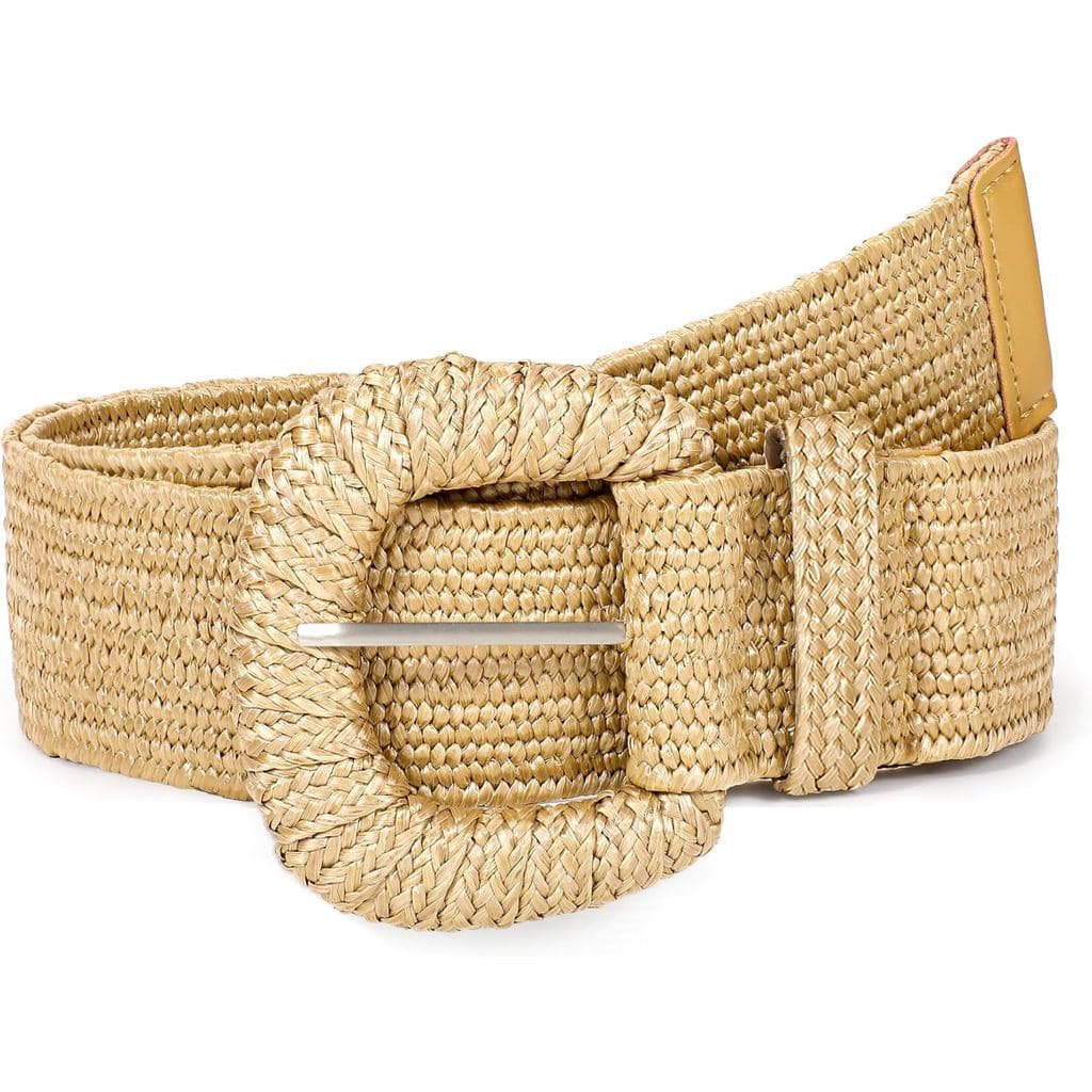Cinto Feminino de Palha Trançada com Cintura Elástica, Cinto Boêmio de Moda, Cinto Feminino de Fibra de Coco e Rattan
