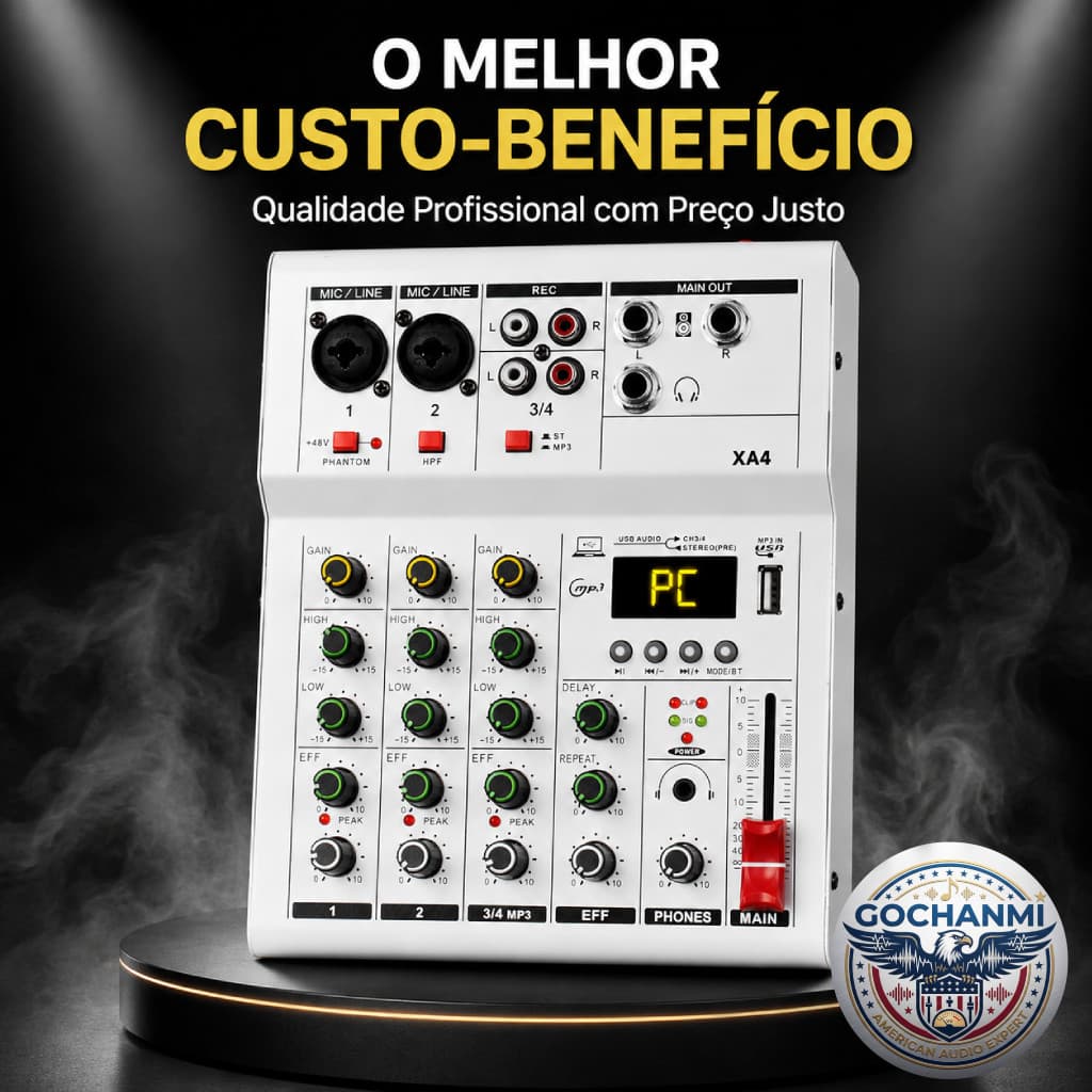 Mesa de Som 4 Canais XA4 Completa Para Som Ao Vivo Gravação e Reprodução