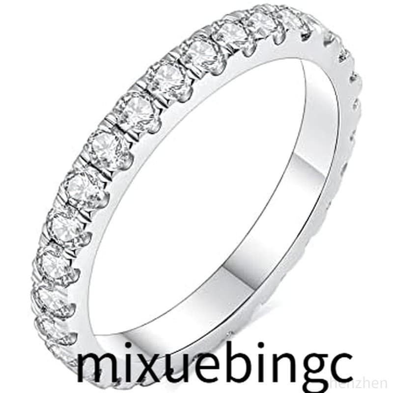 Aliança De Casamento De Moissanite IMOLOVE Para Mulheres , Anéis De Prata Esterlina 925 Com Anel De Noivado Empilhável E