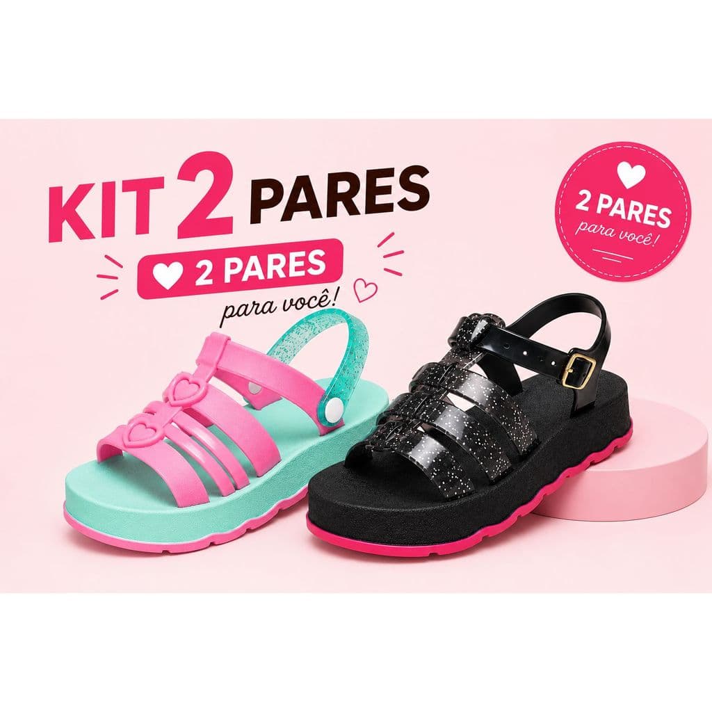 KIT 2 Pares Sandália Infantil Feminina LULU+ZIP Antiderrapante Premium Confortável lançamento 2026