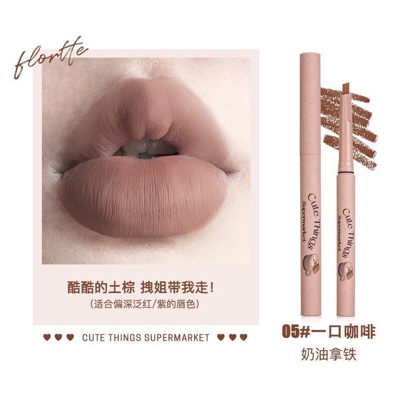 Flortte flortte flortte lindo delineador labial lápis batom contorno à prova d'água de longa duração flortte Nude