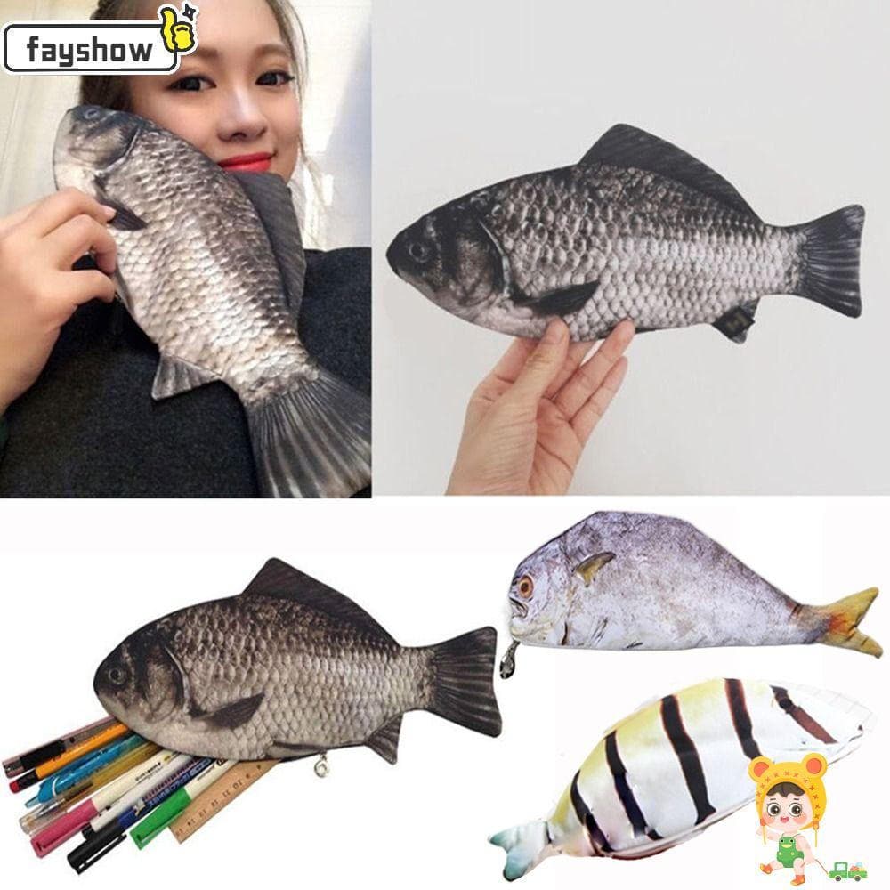 Lápis Em Forma De Peixe FAYSHOW , Bolsa Engraçada De Caneta De Carpa De Desenho Animado De Papelaria Organizadora De Ani