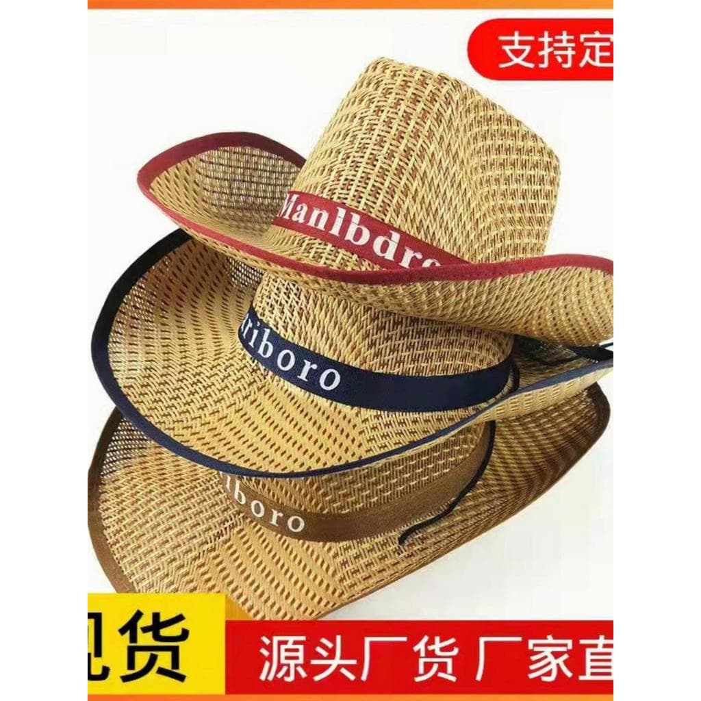 .Homens proteção solar bambu trançado chapéu de aba grande primavera verão estilo masculino chapéu de palha ocidental ch