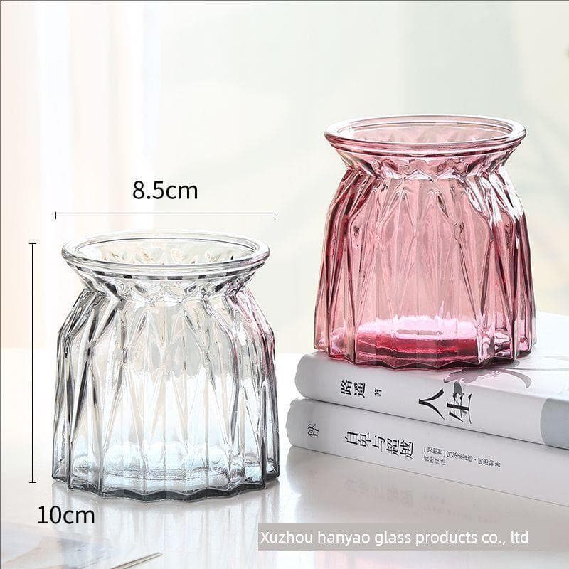 Moderno simples transparente vidro aberto baixo vaso ornamentos boca larga mesa de jantar grande diâmetro hidropônico hi