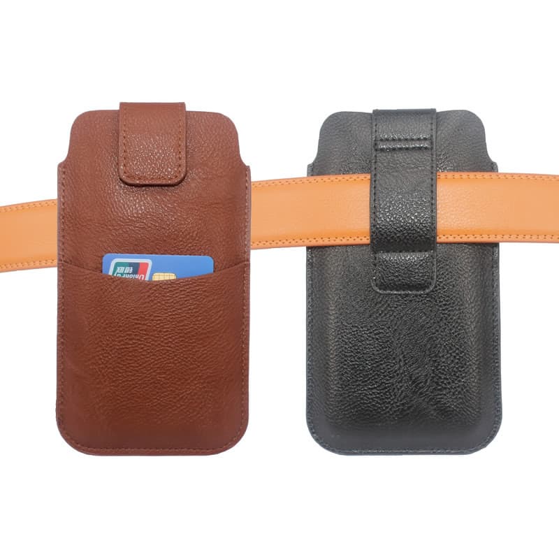 Bolsa para celular pendurada na cintura, cinto fino, capa de couro, estilo Vertical macio, inserção reta, bolsa protetor